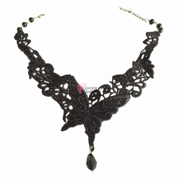 Colier  elegant gotic CG003 Negru cu dantela